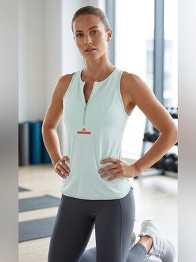 Adidas x Stella McCartney Climachill Half-Zip Tank Top Mint Green Size S